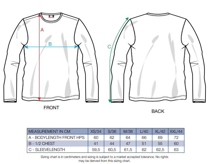 Maattabel voor Dames T-shirt Clique Basic LM