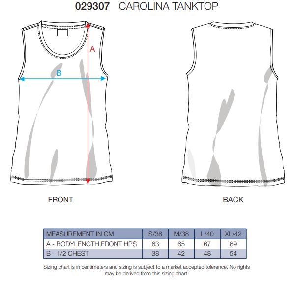 Maattabel voor Dames Tanktop Clique Carolina