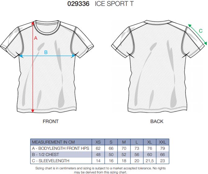 Maattabel voor Heren T-shirt Clique Ice Sport T 029336