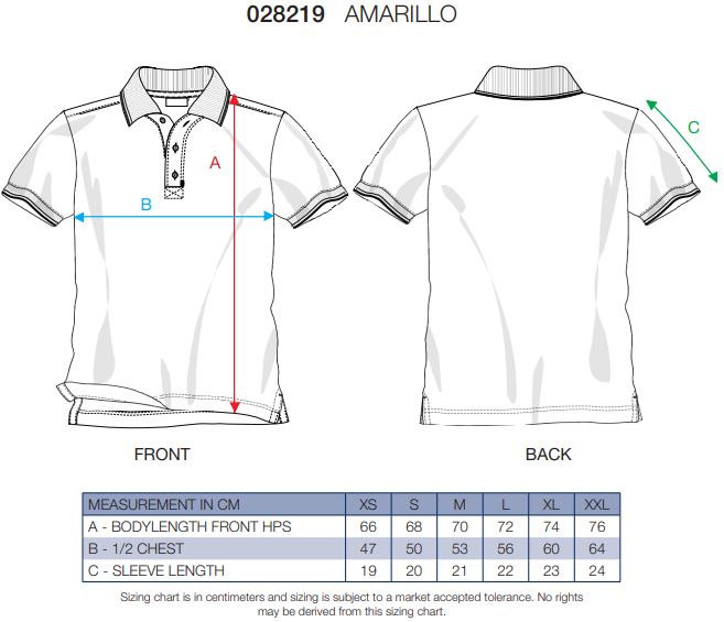 Maattabel voor Polo Clique Amarillo 028219