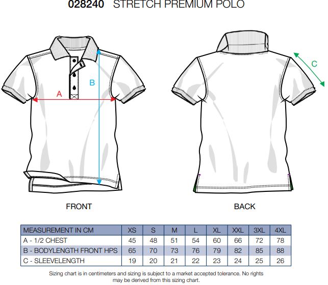 Maattabel voor Herenpolo Clique Premium 028240