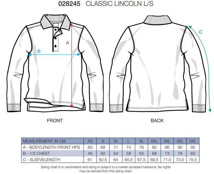 Maattabel voor Heren Polo Clique Classic Lincoln LS