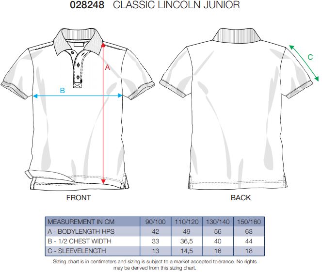 Maattabel voor Polo Clique Classic Lincoln Junior
