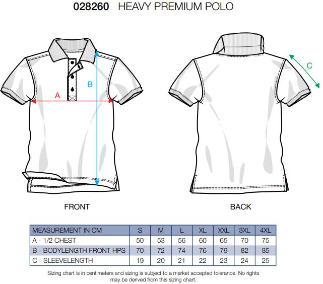 Maattabel voor Polo Clique Heavy Premium Polo 028260
