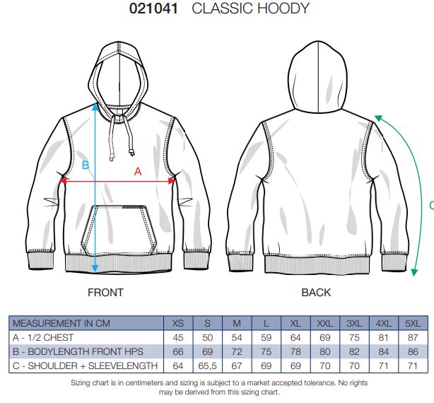 Maattabel voor Heren Sweater Clique Classic Hoodie