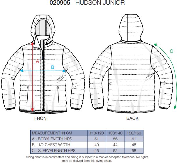 Maattabel voor Kinderjas Clique Hudson Junior 020905