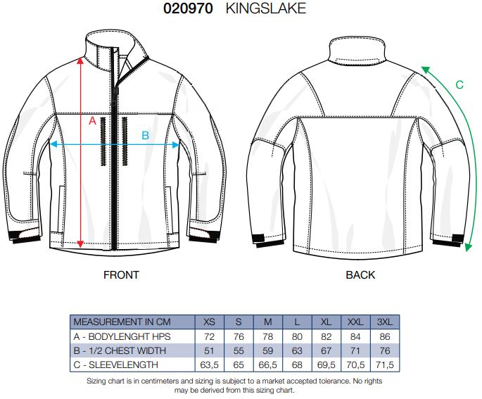 Maattabel voor Herenjas Clique Kingslake 020970