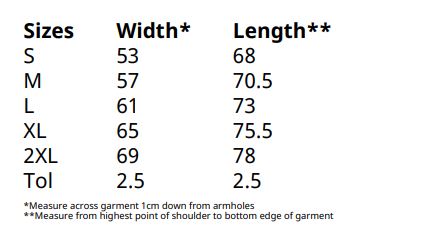 Maattabel voor Sweater Fruit Of The Loom Hooded Premium
