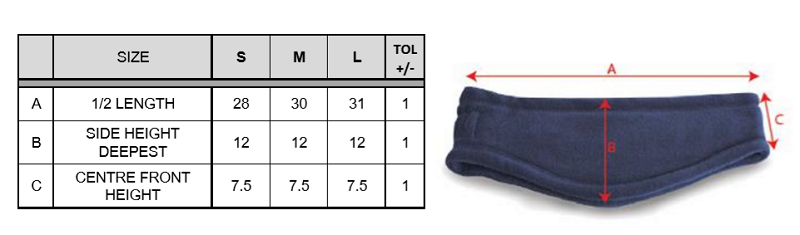 Maattabel voor Hoofdband Result Active Fleece
