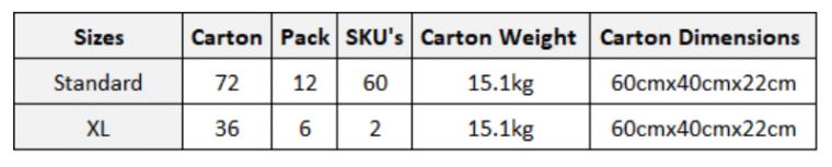 Maattabel voor Halterschort Premier 195 Grams