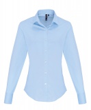 Damesblouse stretch fit cotton poplin long sleeve