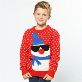 Kids Kersttrui Sneeuwpop CS443(1x rood maat 7-8jaar )