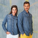 Heren Shirt Kariban Denim Long sleeve