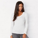 Dames T-shirt Bella Longsleeve V-Neck (1x roze maat L)