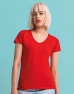 T-shirt Fruit Of The Loom Ladies' Iconic 150 V Neck T (1xRood M