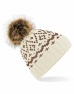 Muts Beechfield Fair Isle Faux Fur Pop Pom Beanie