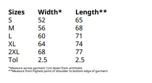 Maattabel voor Sweater Fruit Of The Loom Premium Zip-Neck