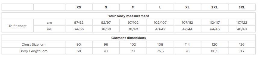 Maattabel voor T-shirt Russel Men\'s Pure Organic V-Neck Tee